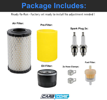 Carbcore Air Filter for Husqvarna YTH22V46 YTH24V48 YTH24V54 YTA22V46 YTA24V48 Mower Oil Filter Tune Up Kit