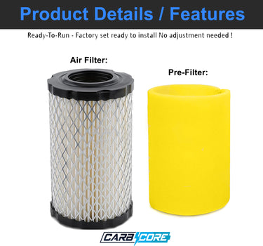 Carbcore Air Filter for Husqvarna YTH22V46 YTH24V48 YTH24V54 YTA22V46 YTA24V48 Mower Oil Filter Tune Up Kit